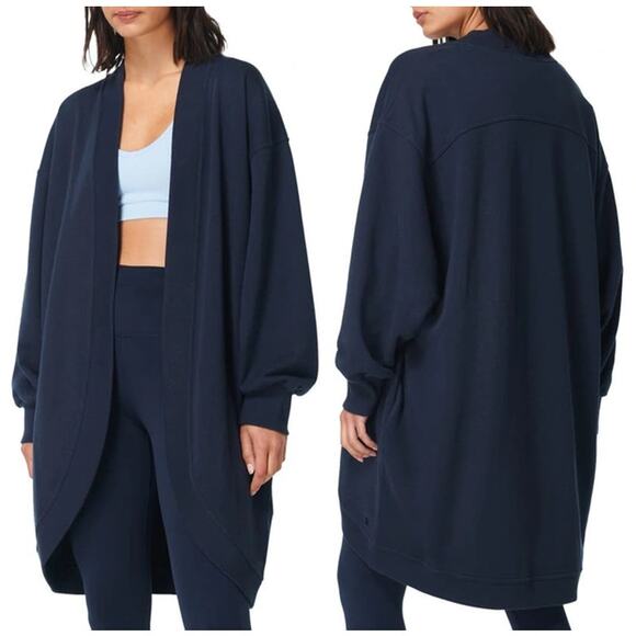 Sweaty Betty | OVERSIZED Dark Blue Cora Longline Cardigan with Pockets - Picture 1 of 9